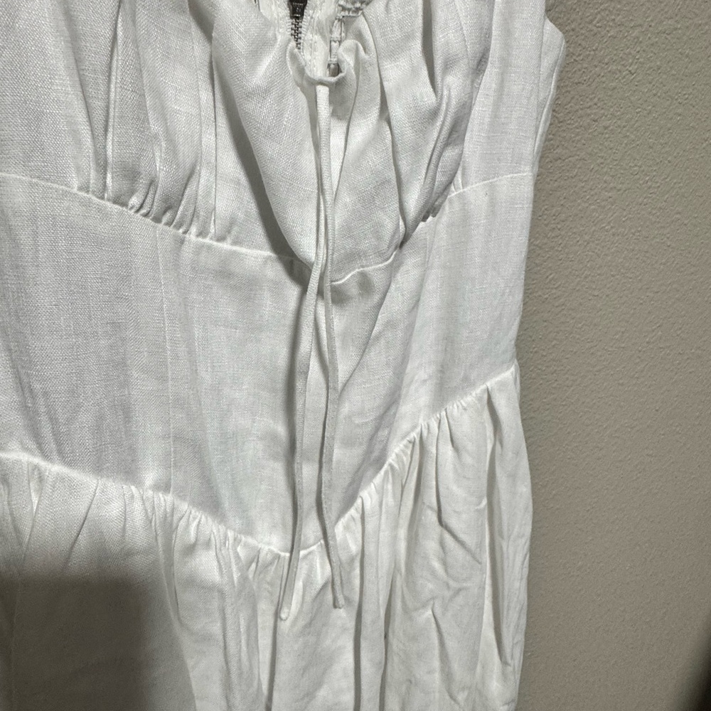 Reformation White Tiered Midi Dress with Tie Front